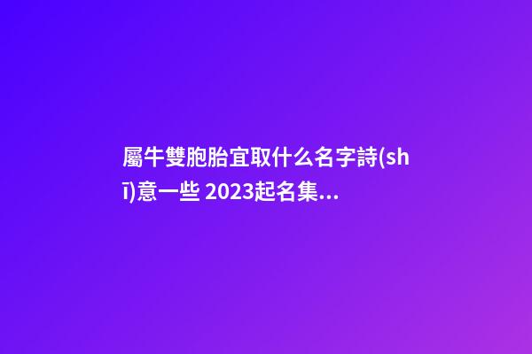 屬牛雙胞胎宜取什么名字詩(shī)意一些 2023起名集錦